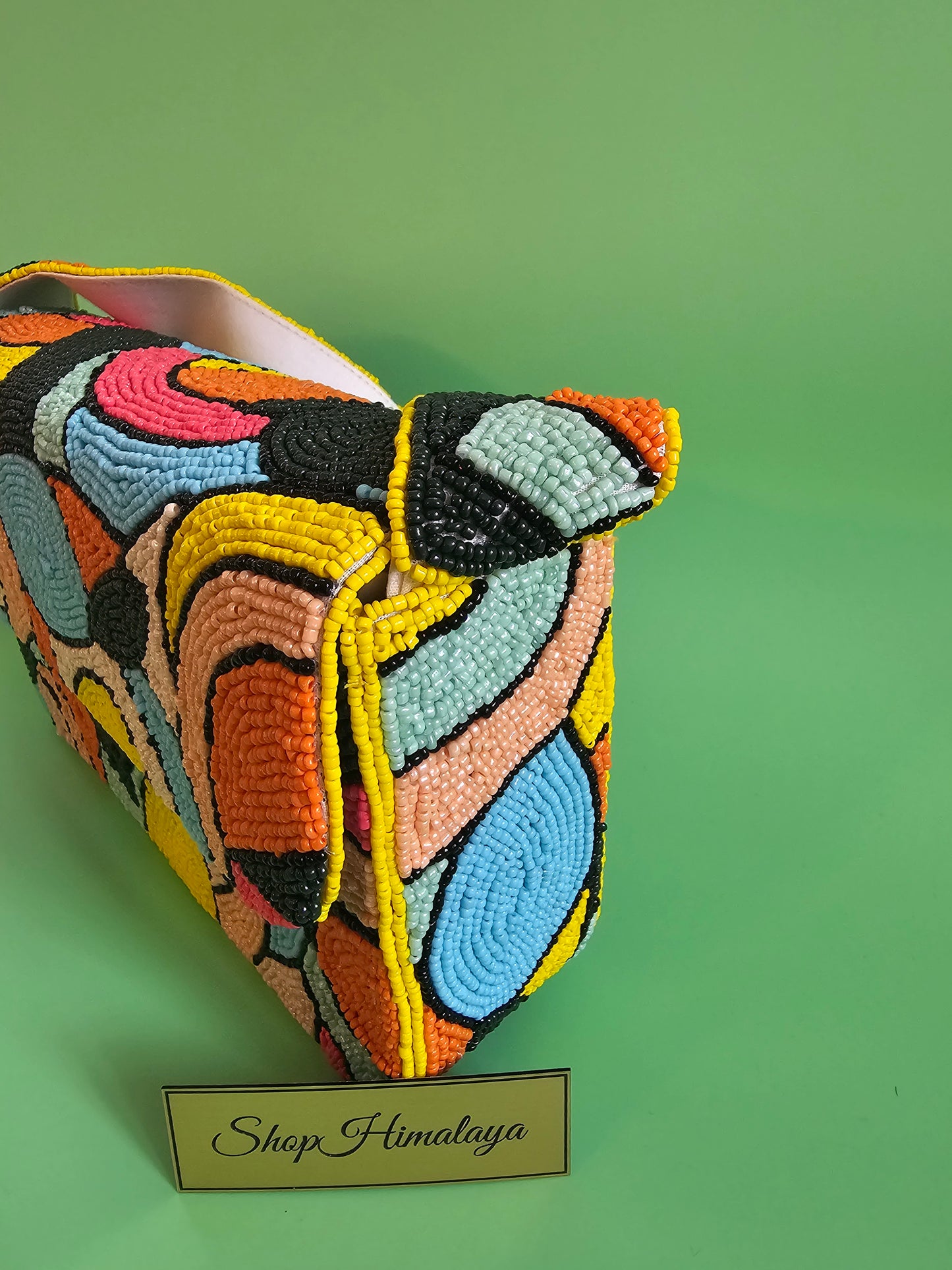 Abstract Beaded Bag, Colorful Purse, Geometric Handbag, Modern Art Purse, Statement Bag, Mosaic Beaded Bag, Stained Glass Purse, Artisanal Handbag