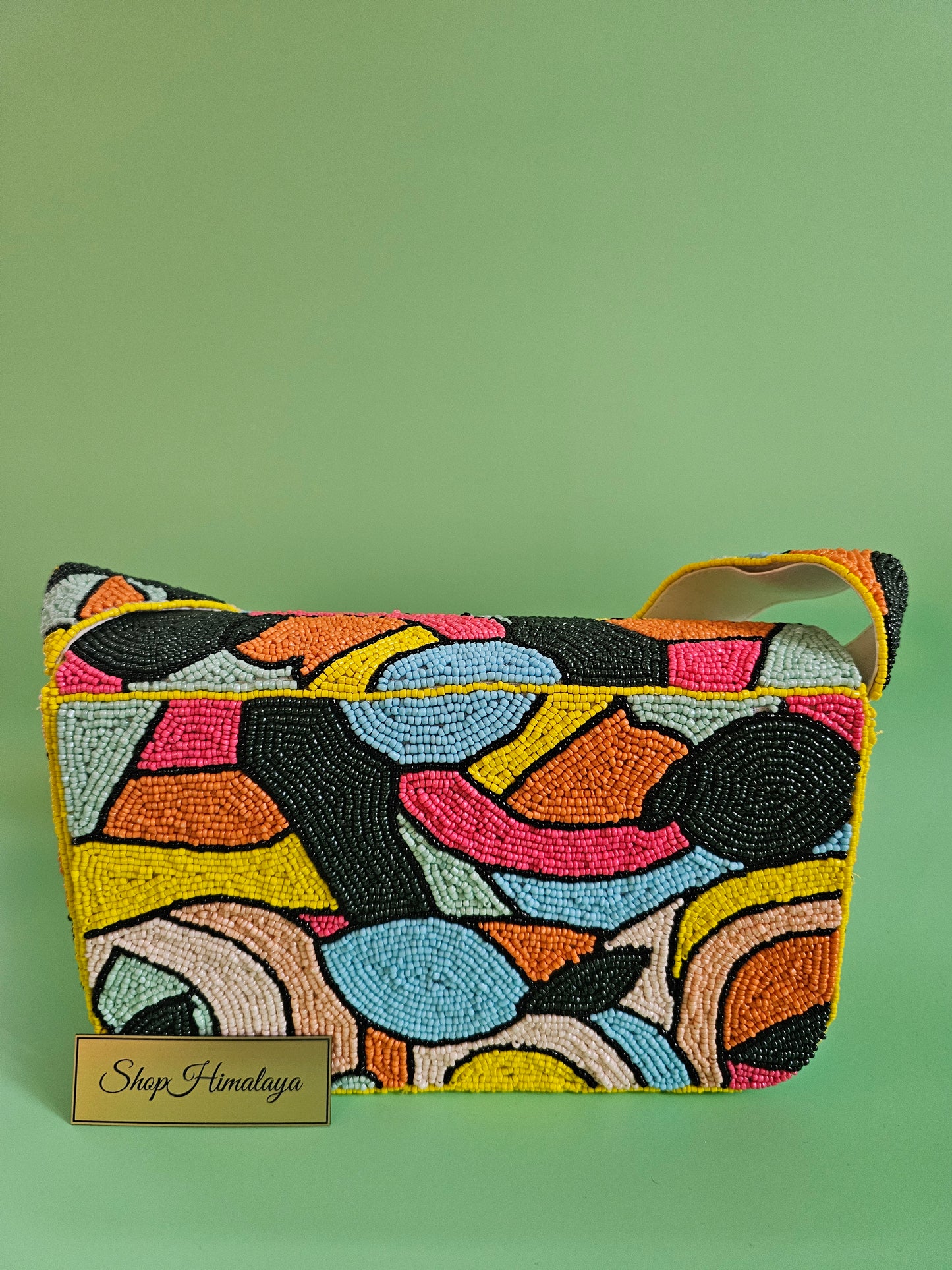 Abstract Beaded Bag, Colorful Purse, Geometric Handbag, Modern Art Purse, Statement Bag, Mosaic Beaded Bag, Stained Glass Purse, Artisanal Handbag