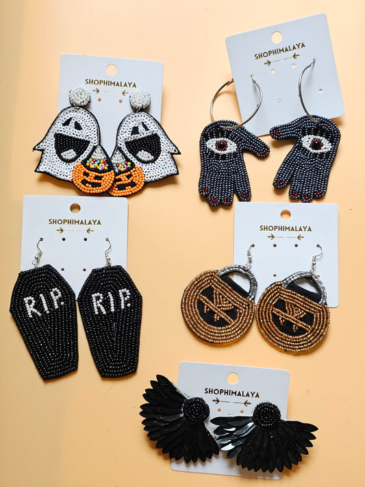 Spooky Beaded Earrings, Halloween Jewelry, Ghost Earrings,  Pumpkin Earrings, Tombstone Earrings, Gothic Earrings, Halloween Costume Accessories